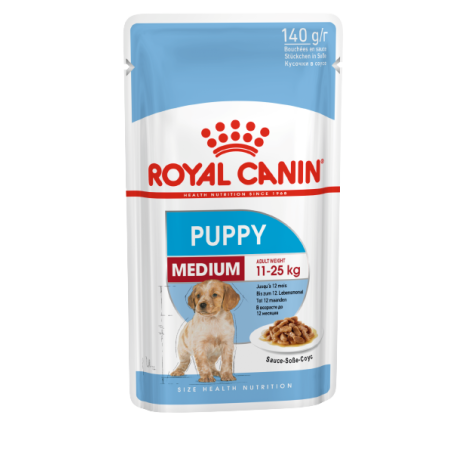 Влажный корм Royal Canin Medium Puppy для щенков средних пород, кусочки в соусе 140гр