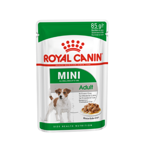 Влажный корм Royal Canin Mini Adult для взрослых собак мелких пород, кусочки в соусе 85гр