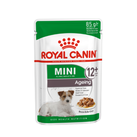 Влажный корм Royal Canin Mini Ageing 12+ для стареющих собак мелких пород старше 12 лет, кусочки в соусе 85гр