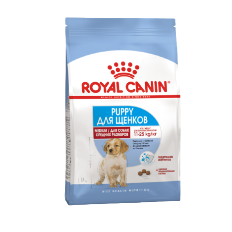 Сухой корм Royal Canin Medium Puppy для щенков средних пород с 2 до 12 месяцев 