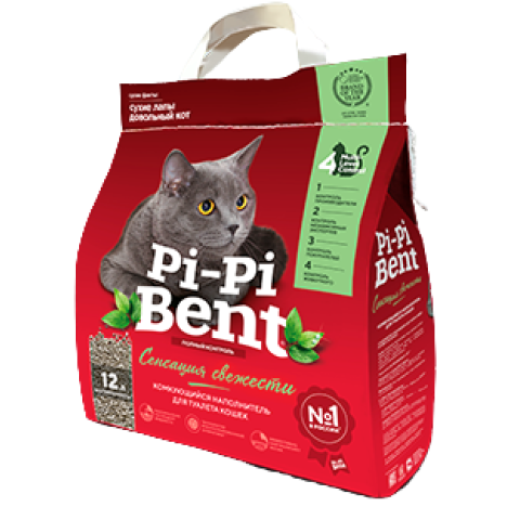Минеральный комкующийся наполнитель Pi-Pi-Bent "Сенсация свежести" для кошек 
