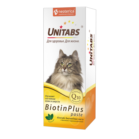 Витаминно-минеральный комплекс Unitabs BiotinPlus для кожи и шерсти для кошек, 120 мл